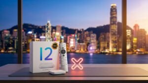 安博盒子UBOX香港無法使用示意圖與香港天際線背景