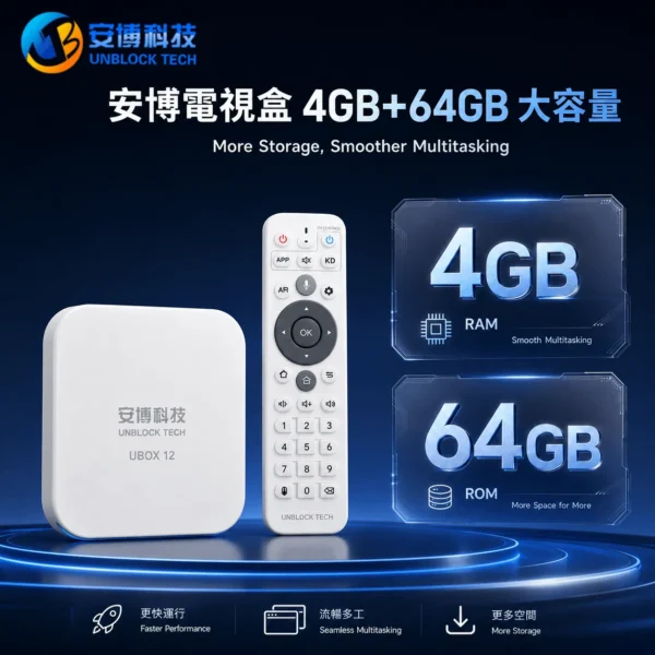 安博盒子 UBOX 12 4GB+64GB 大容量 More Storage 安博盒子4GB+64GB大容量 UBOX 12 More Storage
